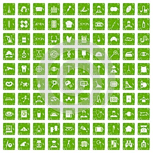 100 profession icons set grunge green