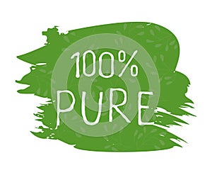 100 Pure label and high quality product badges. Bio healthy Eco food organic, bio and natural product icon. Emblems for