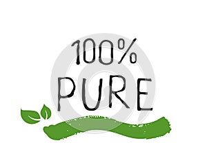 100 Pure label and high quality product badges. Bio healthy Eco food organic, bio and natural product icon. Emblems for