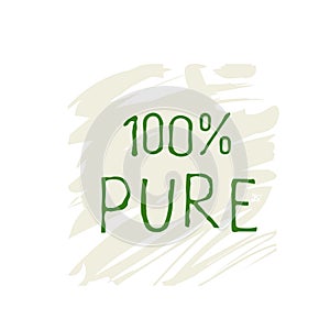 100 Pure label and high quality product badges. Bio healthy Eco food organic, bio and natural product icon. Emblems for