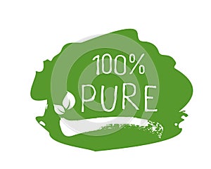 100 Pure label and high quality product badges. Bio healthy Eco food organic, bio and natural product icon. Emblems for