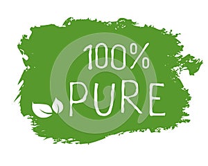 100 Pure label and high quality product badges. Bio healthy Eco food organic, bio and natural product icon. Emblems for