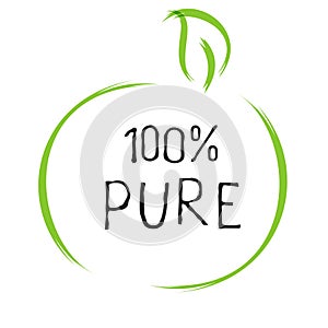 100 Pure label and high quality product badges. Bio healthy Eco food organic, bio and natural product icon. Emblems for