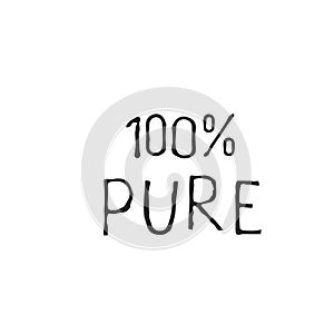 100 Pure label and high quality product badges. Bio healthy Eco food organic, bio and natural product icon. Emblems for cafe,