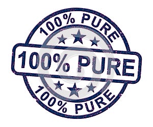 100% pure stamp means completely certified natural - 3d illustration