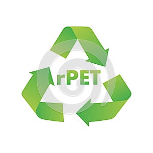 100 recycled materials. rPet standard sign, label. Vector stock illustration.