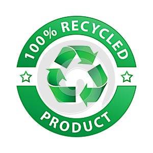 100% recycled product label (vector) photo