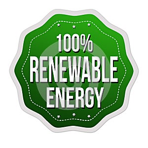 100% renewable energy label or sticker