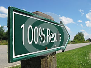 100% Results signpost