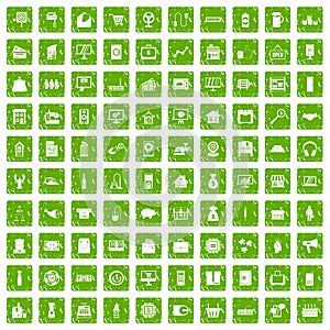 100 sales icons set grunge green