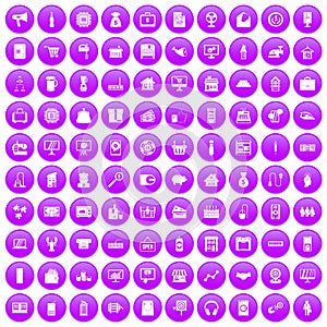 100 sales icons set purple