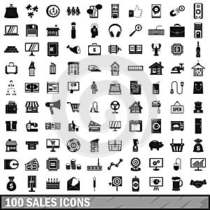 100 sales icons set, simple style