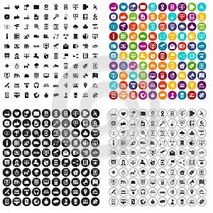 100 satellite connection icons set vector variant