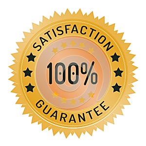 100% satisfaction guarantee stamp isolated on white