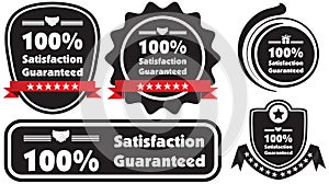 100% Satisfaction Guaranteed blue illustration label ribb