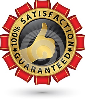 100% satisfaction guaranteed golden label, vector illustration