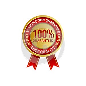 100 Satisfaction Guaranteed Golden Medal Label Icon