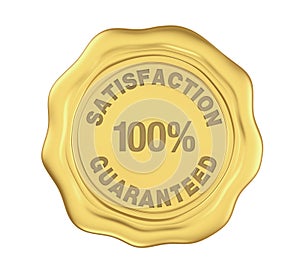 100% Satisfaction Guaranteed Wax Seal Isolated