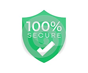 100 Secure, Badge or button for commerce website. logo design. 100 Secure grunge Transactions vector design.