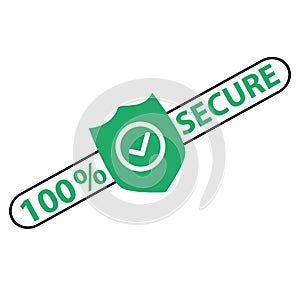 100 Secure grunge icon on white background. Badge or button for commerce website. flat style
