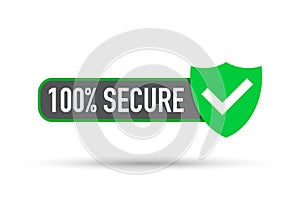 100 Secure grunge vector icon. Badge or button for commerce website.