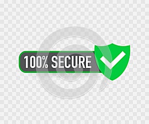 100 Secure grunge vector icon. Badge or button for commerce website. Vector illustration.