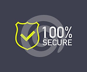 100 Secure grunge vector icon. Badge or button for commerce website. Vector illustration.