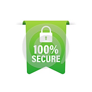100 Secure grunge vector icon. Badge or button for commerce website. Vector stock illustration.