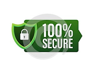 100 Secure grunge vector icon. Badge or button for commerce website. Vector stock illustration.