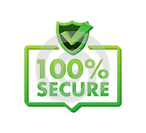 100 Secure grunge vector icon. Badge or button for commerce website. Vector stock illustration.