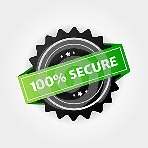 100% Secure grunge vector stamp. Badge or button for commerce website