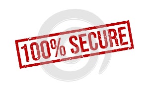 100% Secure Rubber Stamp. 100% Secure Grunge Stamp Seal Vector Illustration