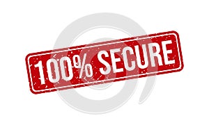 100% Secure Rubber Stamp. 100% Secure Grunge Stamp Seal Vector Illustration