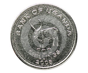 100 Shillings Magnetic coin, Bank of Uganda. Obverse, 2007