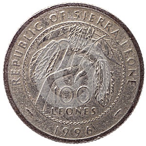100 Sierra Leonean leones coin, 1996, reverse
