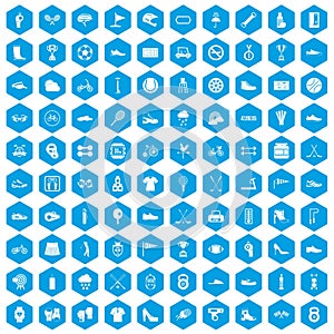 100 sneakers icons set blue