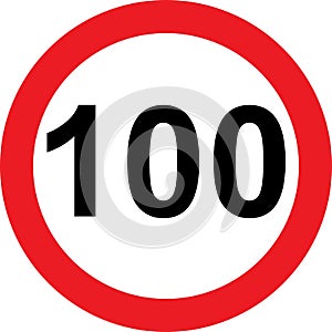 100 speed limitation road sign