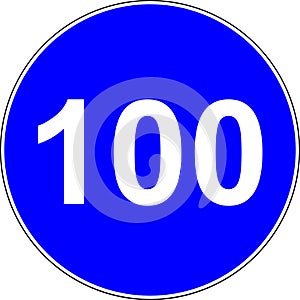 100 suggested speed road sign