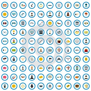 100 sweepstakes company icons set, flat style