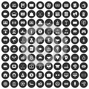 100 sweepstakes icons set black circle