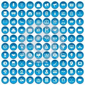 100 sweepstakes icons set blue