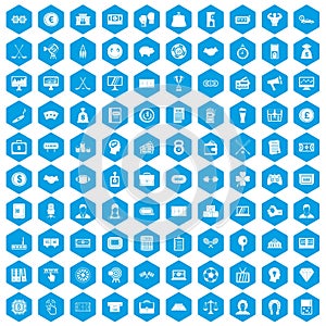 100 sweepstakes icons set blue