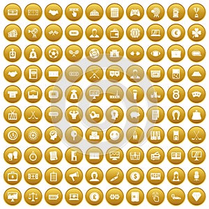 100 sweepstakes icons set gold