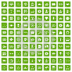 100 sweepstakes icons set grunge green