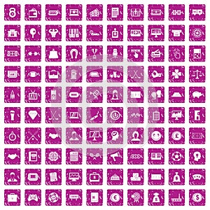 100 sweepstakes icons set grunge pink