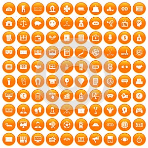 100 sweepstakes icons set orange