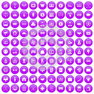 100 sweepstakes icons set purple