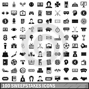 100 sweepstakes icons set, simple style