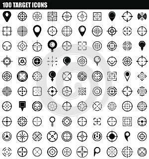 100 target icon set, simple style