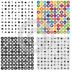 100 tasty food icons set vector variant